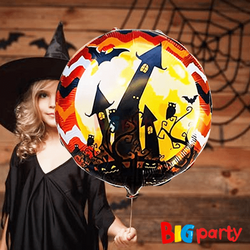 Folyo Balon Yuvarlak Happy Halloween Şatolu 18 inch - 1