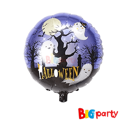 Folyo Balon Yuvarlak Happy Halloween Hayalet Ağacı Mor 18 inch - 2