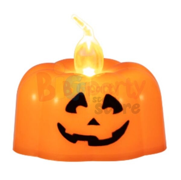 Halloween Baskılı Ledli Tealight Mum Bal Kabaklı - 1