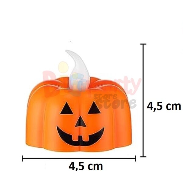 Halloween Baskılı Ledli Tealight Mum Bal Kabaklı - 2