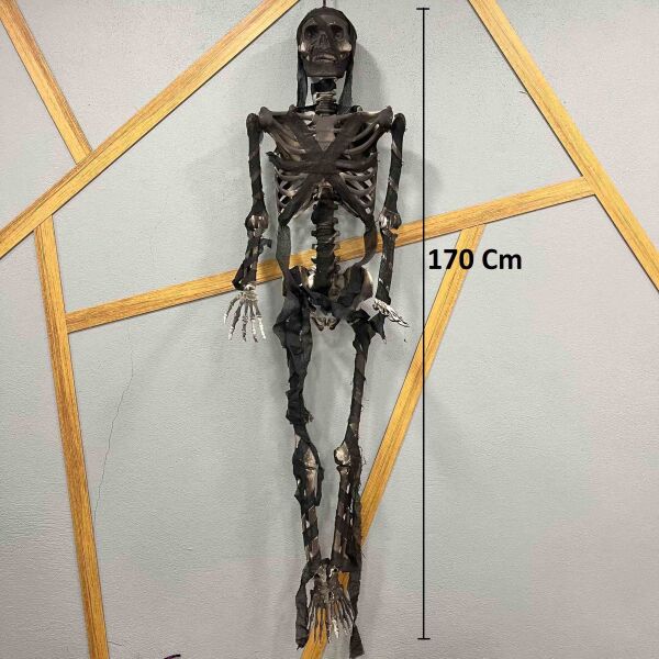 Halloween Sesli Sese Duyarlı Siyah İskelet 170 Cm - 3