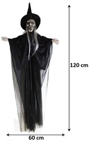 Halloween İskelet Korkuluk Tüllü Işıklı Sesli ve Hareketli 120 Cm Siyah - 2