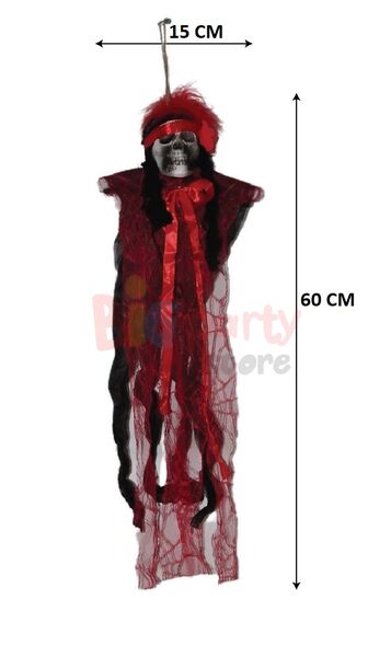 Halloween İskelet Korkuluk Tüllü 60 Cm Kırmızı - 3