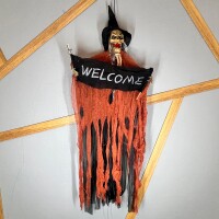 Halloween İskelet Korkuluk Welcome Işıklı Sesli 120 Cm Kahverengi - 2