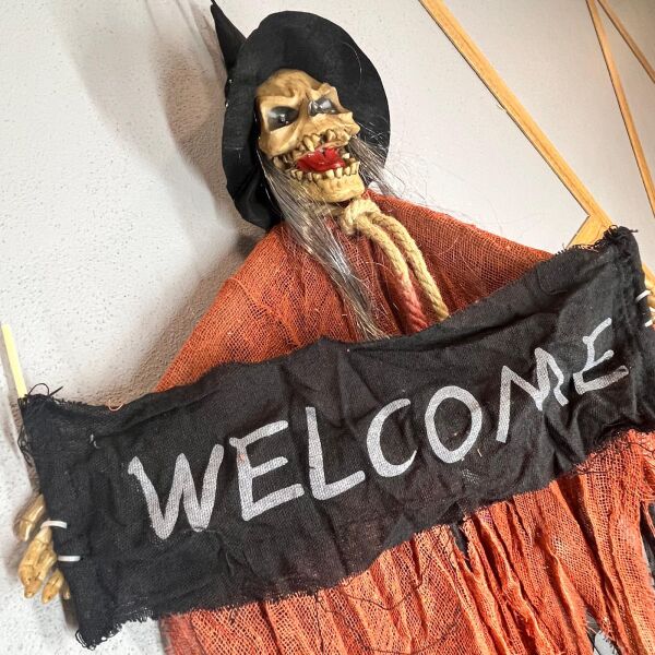 Halloween İskelet Korkuluk Welcome Işıklı Sesli 120 Cm Kahverengi - 3