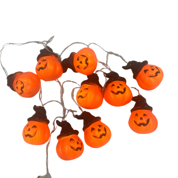 Halloween Led Işık Bal Kabağı Şapkalı 8 cm 10 Lu - 1