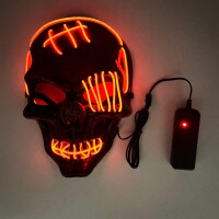 Halloween Maske Kuru Kafa Desenli Neon Turuncu Işıklı - 1