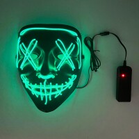 Halloween Maske Vendetta Neon Koyu Yeşil Işıklı - 1