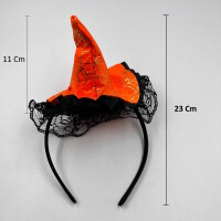 Halloween Taç Mini Cadı Şapkası Tüllü Turuncu Model - 2