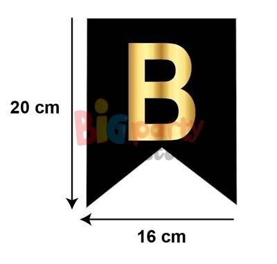 İsim Yazılabilir Baskılı Harf Bayrak Afiş Siyah Üzeri Gold - 2