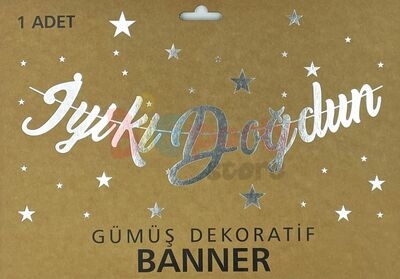 Kaligrafi Banner İyi Ki Doğdun Gümüş - 2