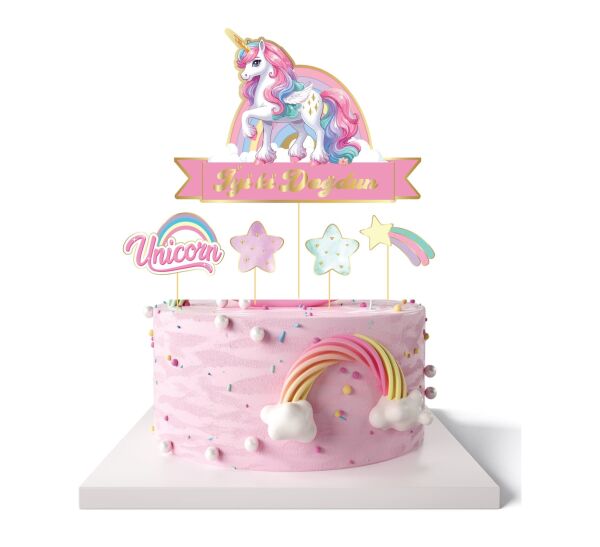 Kürdan Pasta Üstü Unicorn Temalı 5 Parça - 1