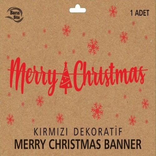 Yılbaşı Kaligrafi Banner Merry Christmas Kırmızı - 2