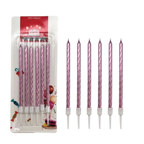 Mum İnce 14 cm Spiral Set Pembe 6 Adet - 1