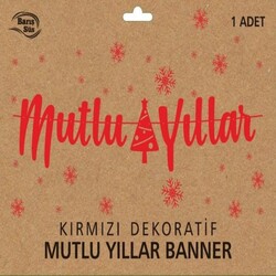 Yılbaşı Kaligrafi Banner Mutlu Yıllar Kırmızı - 2