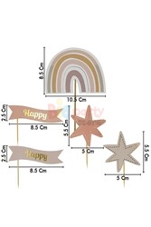 Kürdan Pasta Üstü Bohem Temalı 5 Parça - 3