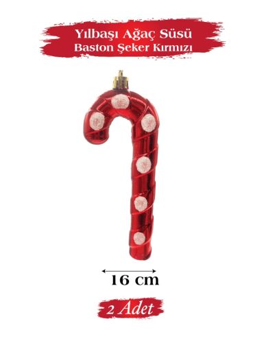 Yılbaşı Ağaç Süsü Baston Şeker Benekli 16 Cm 2 Parça - 2