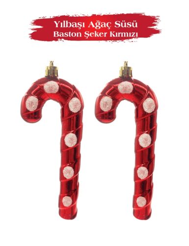 Yılbaşı Ağaç Süsü Baston Şeker Benekli 16 Cm 2 Parça - 1