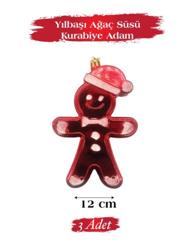 Yılbaşı Ağaç Süsü Kurabiye Adam 12 Cm 3 Parça - 1