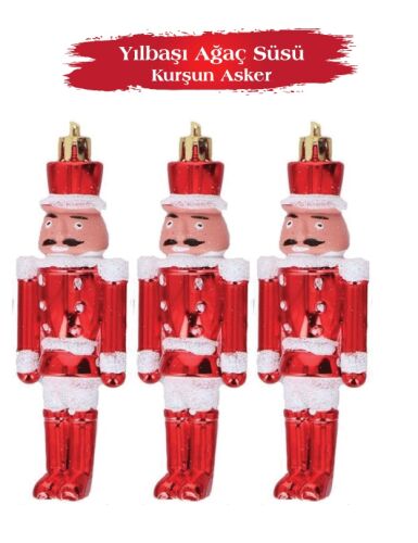 Yılbaşı Ağaç Süsü Kurşun Asker 13 Cm 3 Parça - 1