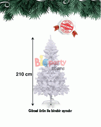 Yılbaşı Çam Ağacı 210 cm Lüks 1200 Dal Beyaz - 3