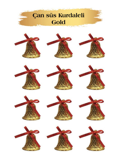 Yılbaşı Çam Ağacı Süsü Çan 3 Cm Gold 12 li - 1