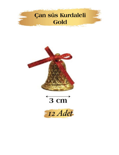 Yılbaşı Çam Ağacı Süsü Çan 3 Cm Gold 12 li - 2