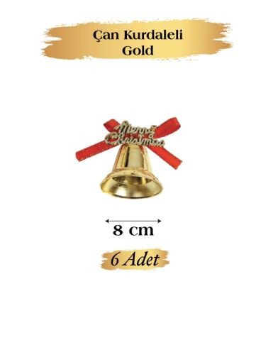 Yılbaşı Çam Ağacı Süsü Çan 6lı Gold - 2