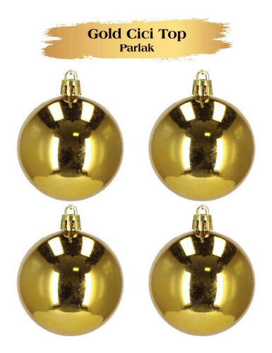 Yılbaşı Top Süs 10 Cm Parlak Gold 4lü - 1