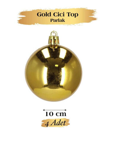 Yılbaşı Top Süs 10 Cm Parlak Gold 4lü - 2