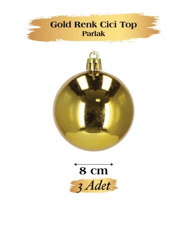 Yılbaşı Top Süs 8 Cm Parlak Gold 6 lı - 2