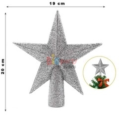 Yılbaşı Tepelik Çam Ağacı Yıldız Simli Gümüş 20 Cm - 2