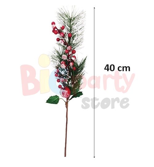 Yılbaşı Çam Dalı Berry Demeti Kozalaklı Karlı 40 Cm - 2