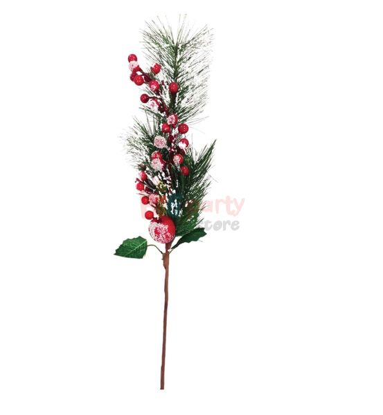 Yılbaşı Çam Dalı Berry Demeti Kozalaklı Karlı 40 Cm - 1