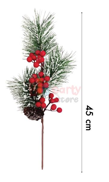 Yılbaşı Çam Dalı Berry Demeti Kozalaklı Karlı 45 Cm - 2