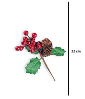 Yılbaşı Çam Dalı Berryli Kozalaklı 22 Cm - 2