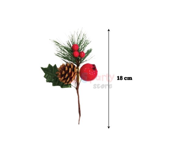 Yılbaşı Çam Dalı Berryli Kozalaklı Elmalı 18 Cm - 2