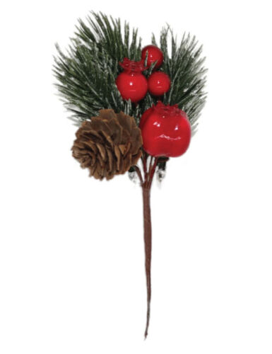 Yılbaşı Çam Dalı Berryli Kozalaklı Elmalı 18 Cm - 1