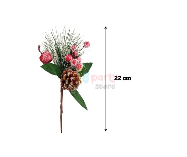 Yılbaşı Çam Dalı Berryli Kozalaklı Karlı 22 Cm - 2