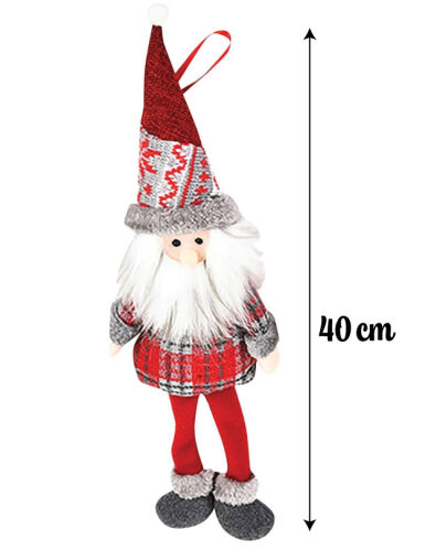 Yılbaşı Dekoratif Oturan Noel Baba Ekoseli Ayaklı 40 Cm - 3