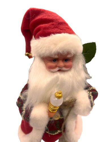 Yılbaşı Noel Baba Lambalı Yeşil Ekoseli Hareketli Pilli 30 Cm - 2