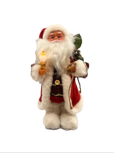 Yılbaşı Noel Baba Lambalı Yeşil Ekoseli Hareketli Pilli 30 Cm - 4