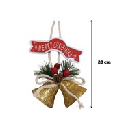 Yılbaşı Kapı Süsü Merry Chrismas Çanlı 20 cm Gold - 2