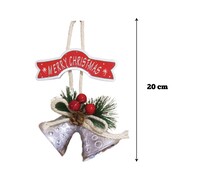 Yılbaşı Kapı Süsü Merry Chrismas Çanlı 20 cm Gümüş - 2