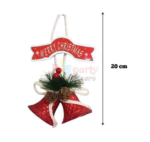 Yılbaşı Kapı Süsü Merry Chrismas Çanlı 20 cm Kırmızı - 2