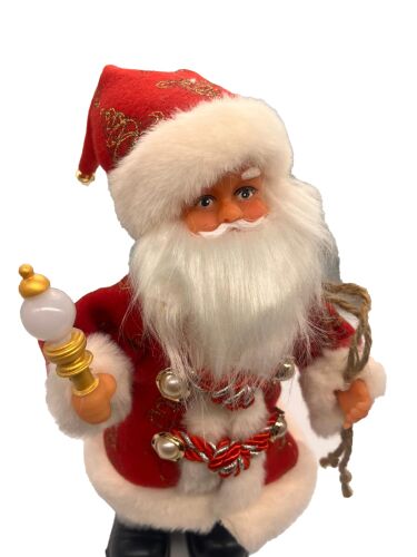 Yılbaşı Noel Baba Lambalı Simli Kostümlü Hareketli Pilli 30 Cm - 2