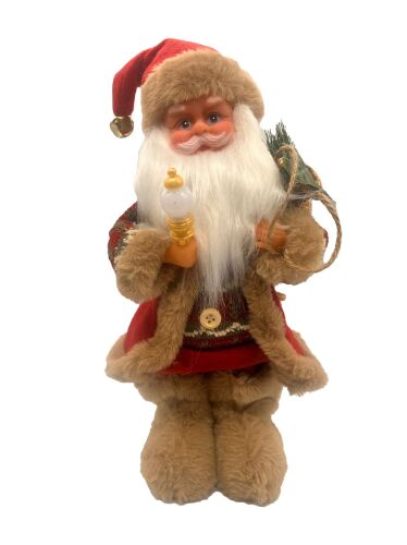 Yılbaşı Noel Baba Lambalı Kahverengi Şapkalı Hareketli Pilli 30 Cm - 3